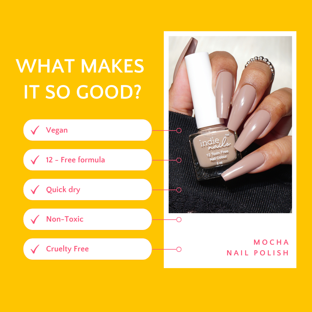 Indie Nails Mocha – Long-Lasting Vegan Nail Polish for Indian Skin Tones