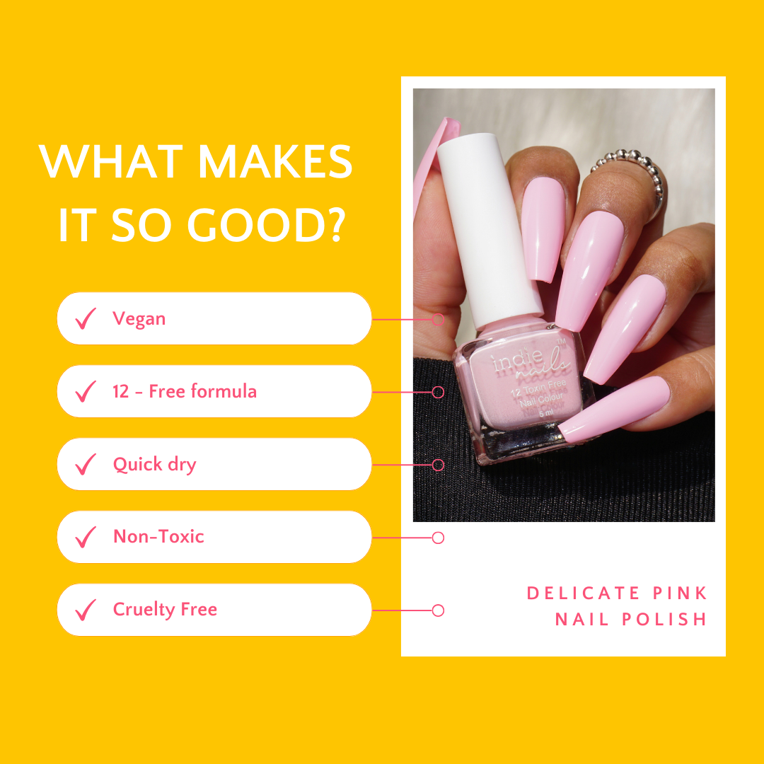Delicate Pink Vegan Nail Polish – Soft Blush Pink | Indie Nails India
