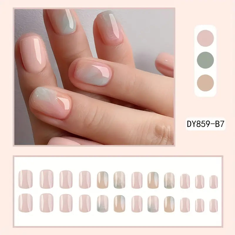 Classic Marble Nail Art Reusable Press On Fake Nails