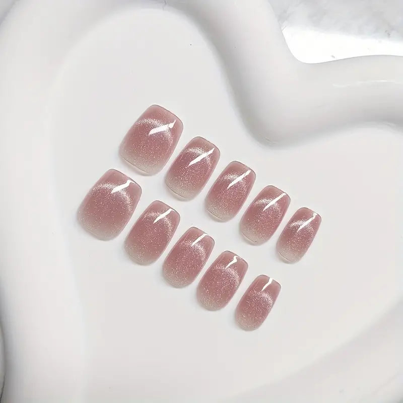 French Cateye Nail Art Professional Press On Fake Nails