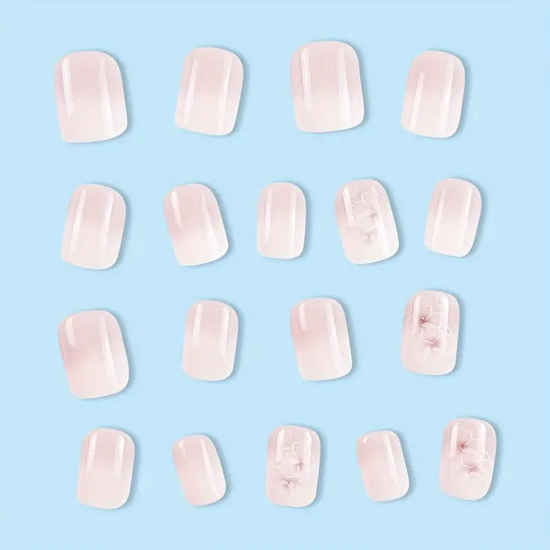 Ombre with 3D Flower Nail Art Reusable Press On Fake Nails