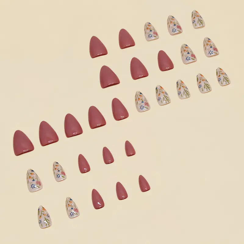 Nude with 3D Flowers Nail Art Professional Press On Fake Nails