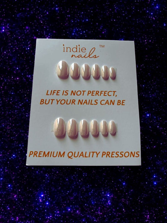 Soft gel nude nails with full application kit on display