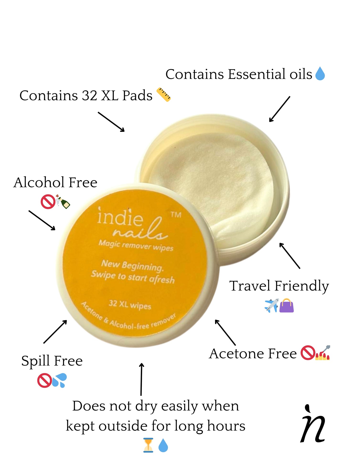 Nail Polish Remover Wipes - Clean Slate Acetone free wipes for safe removal