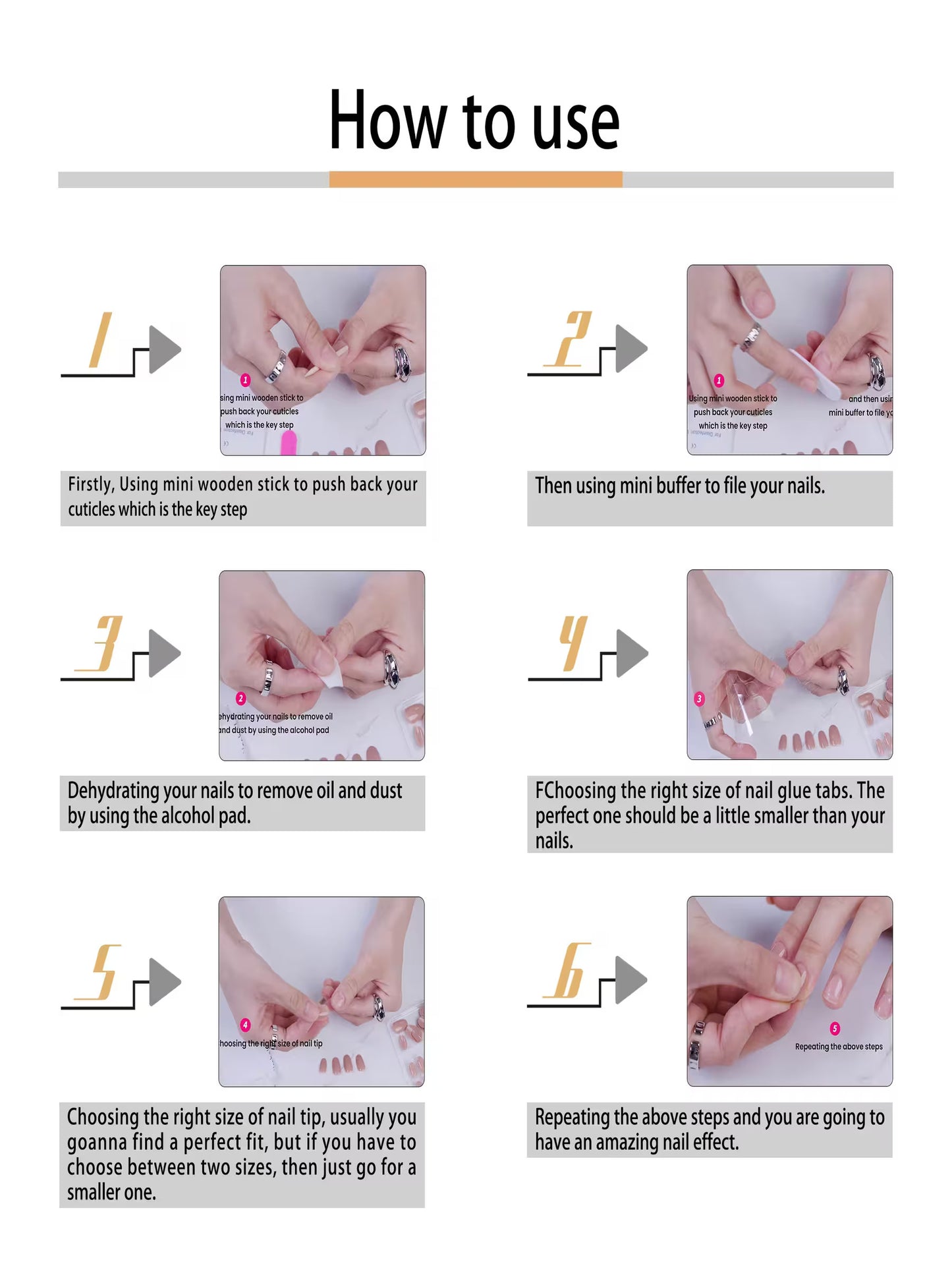 application steps, how to apply press on nails, step by step guide or press on nails