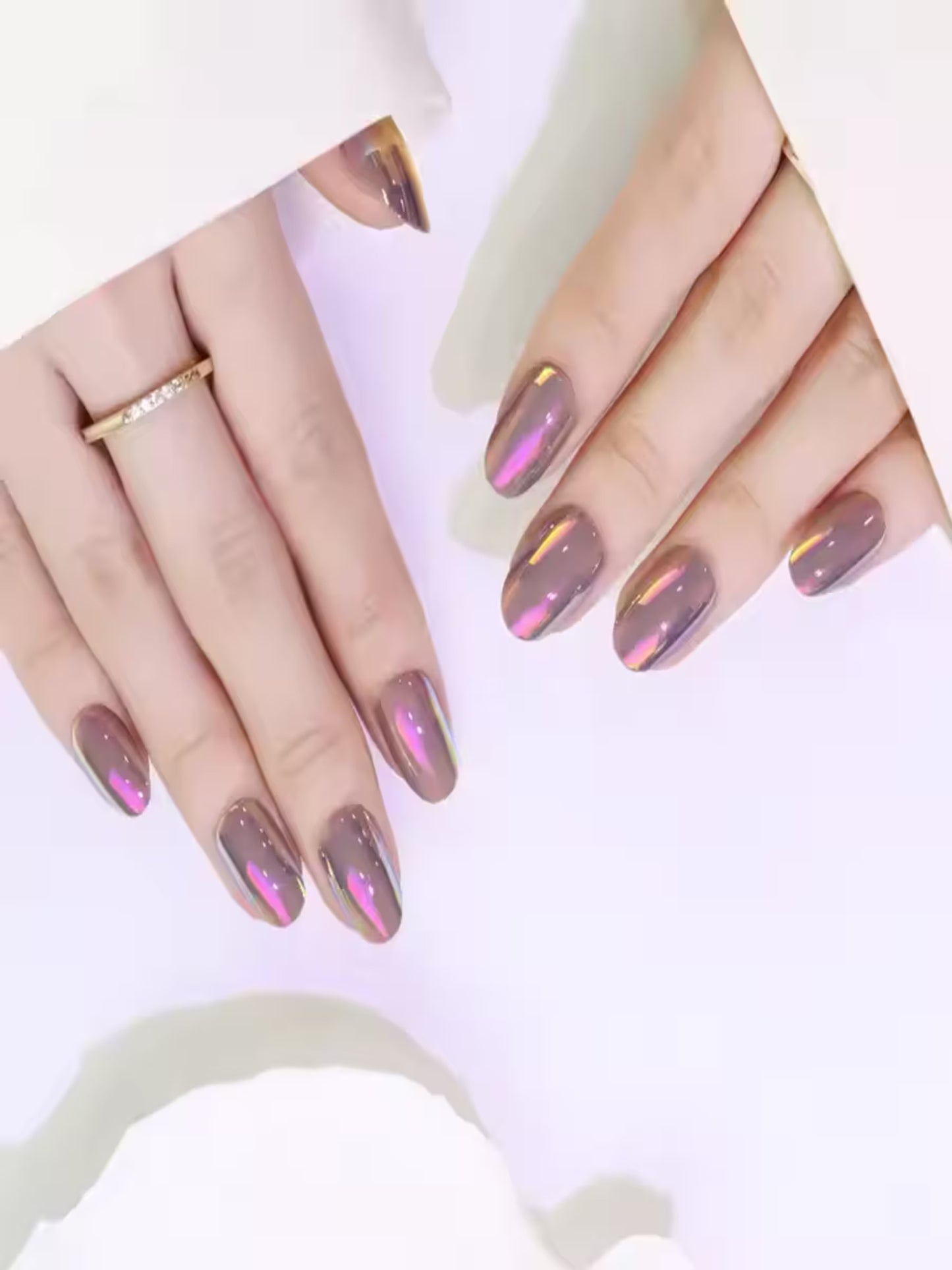 Glossy nude press-on nails for everyday wear
