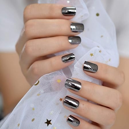 Black Metallic Chrome Soft Gel Press on nails