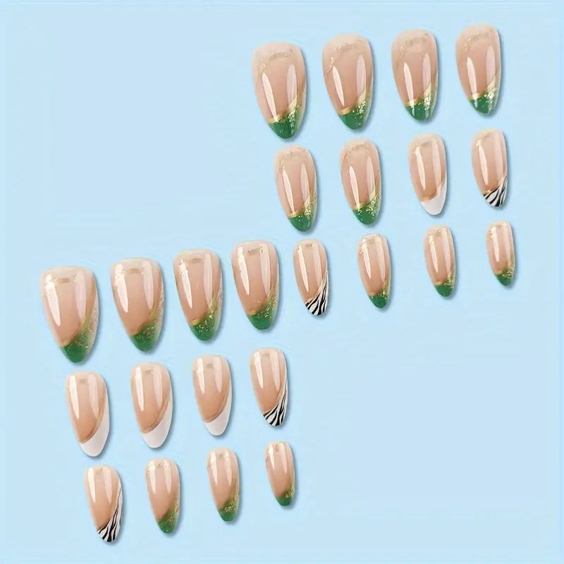 Nude with French Nail Art Professional Press On Fake Nails (with Korean Glue for upto 21 days lasting)