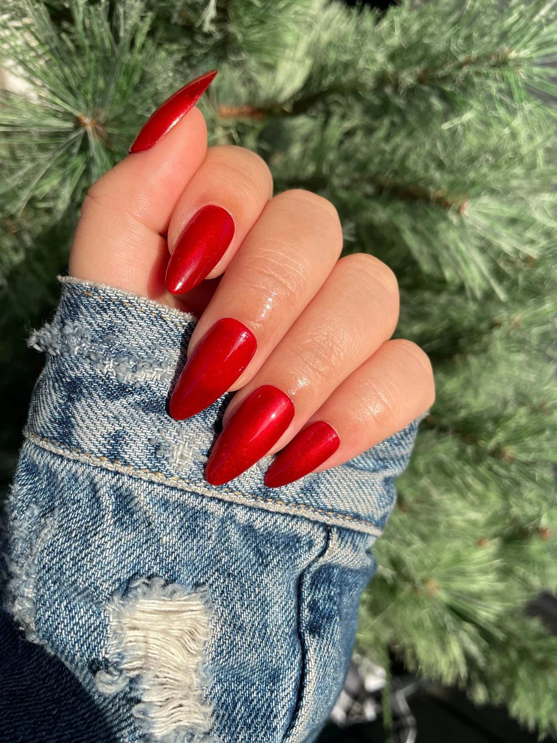 Blood Rush Bright Red! Reusable Press On Fake Nails