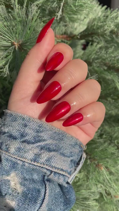 Blood Rush Bright Red! Reusable Press On Fake Nails